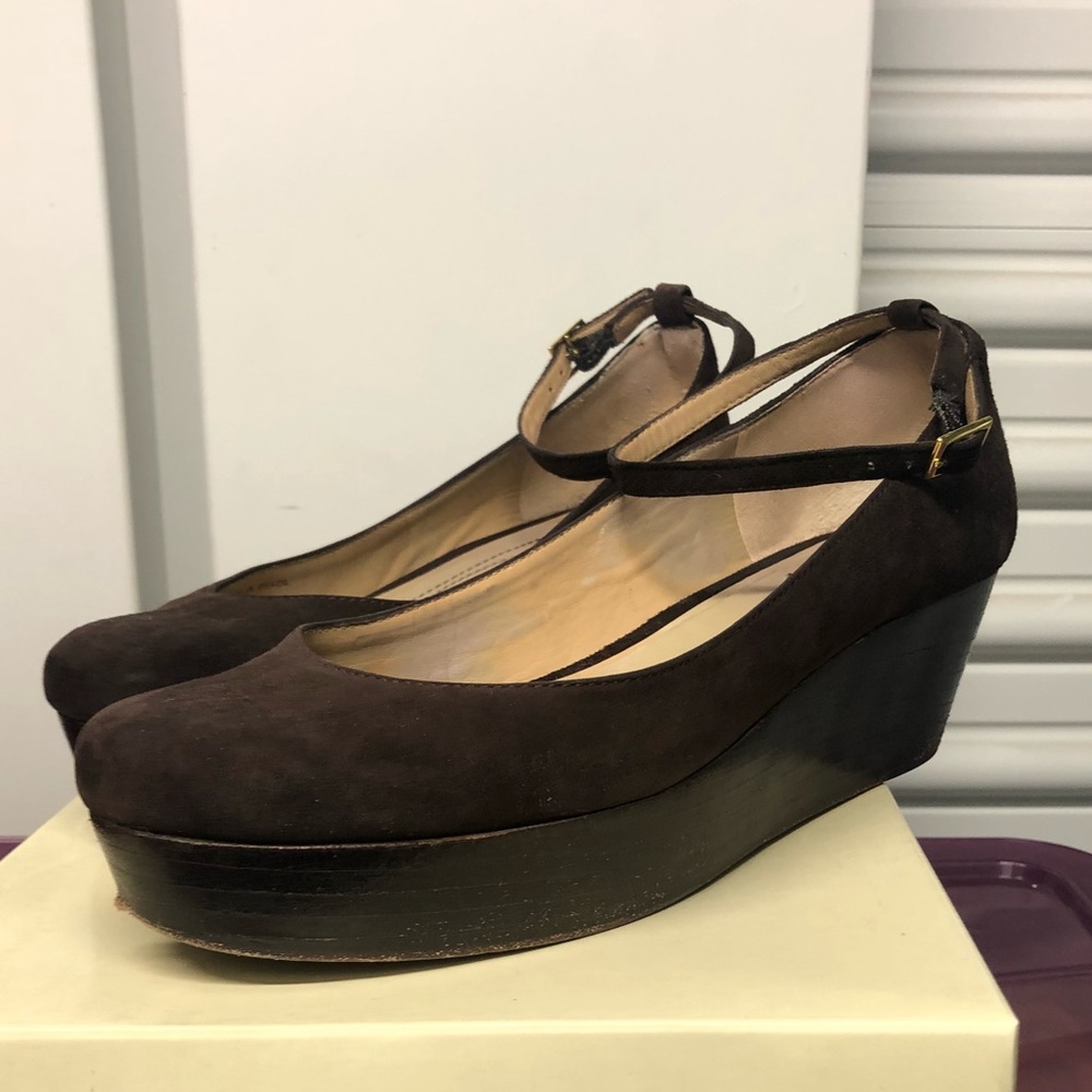 Kate Spade Brown Platform Flat Suede Shoe w Box